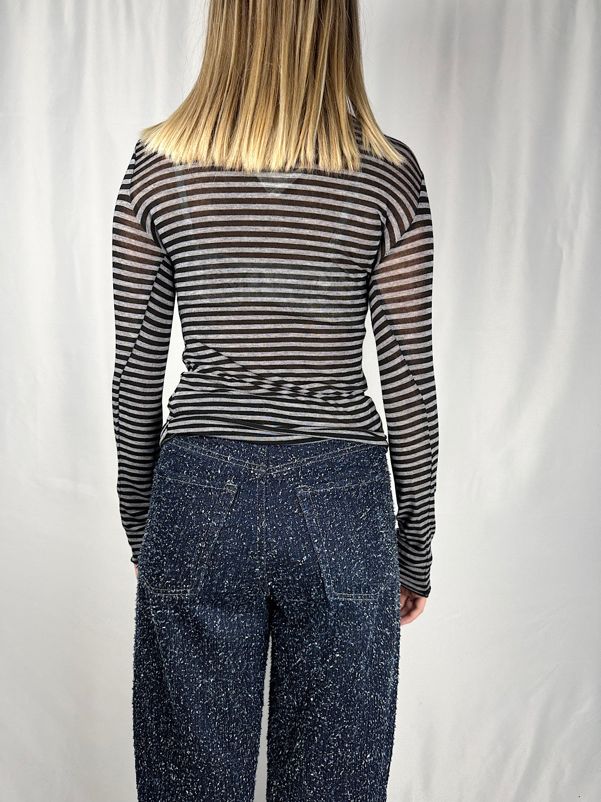 Maglia Cachemere a Righe Grigia Tensione-In