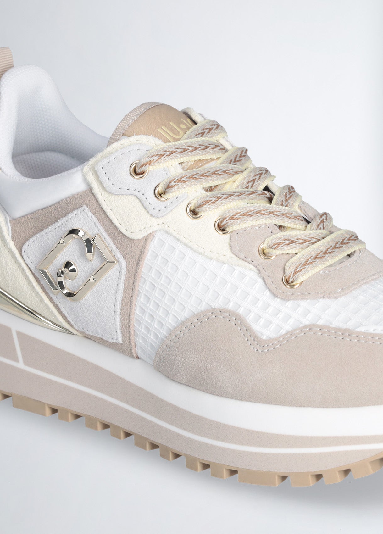 Sneakers Platform In Suede e Mesh Sand/Yellow