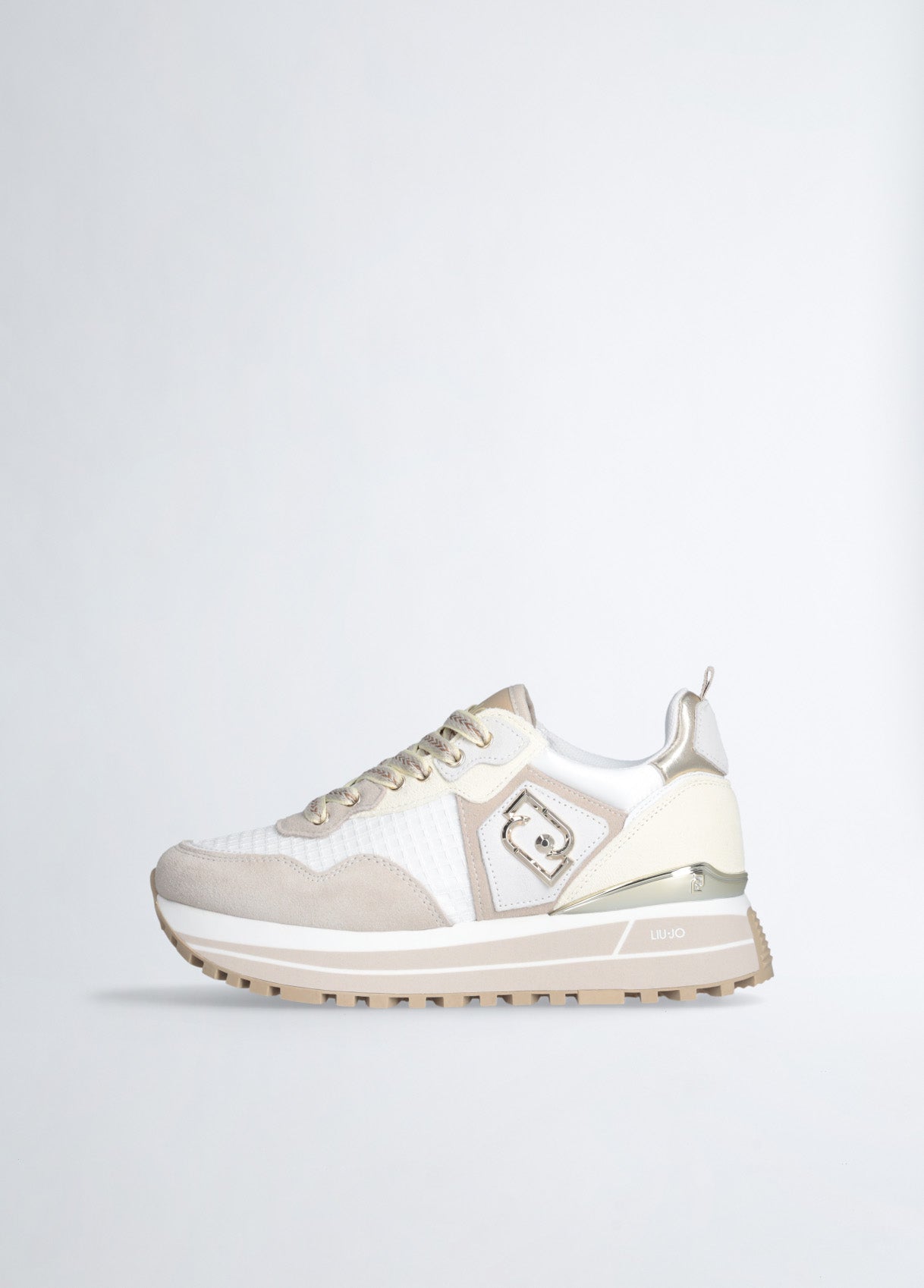Sneakers Platform In Suede e Mesh Sand/Yellow
