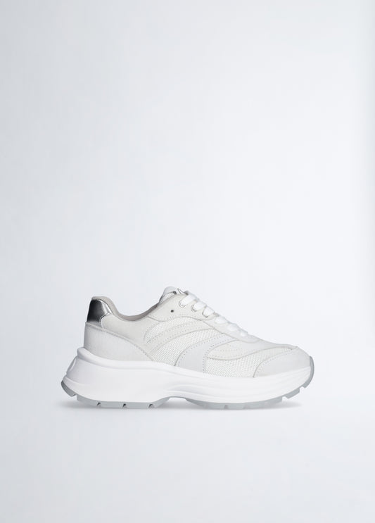 Sneakers In Suede e Brighty Mesh Beige Chiaro/White Liu Jo