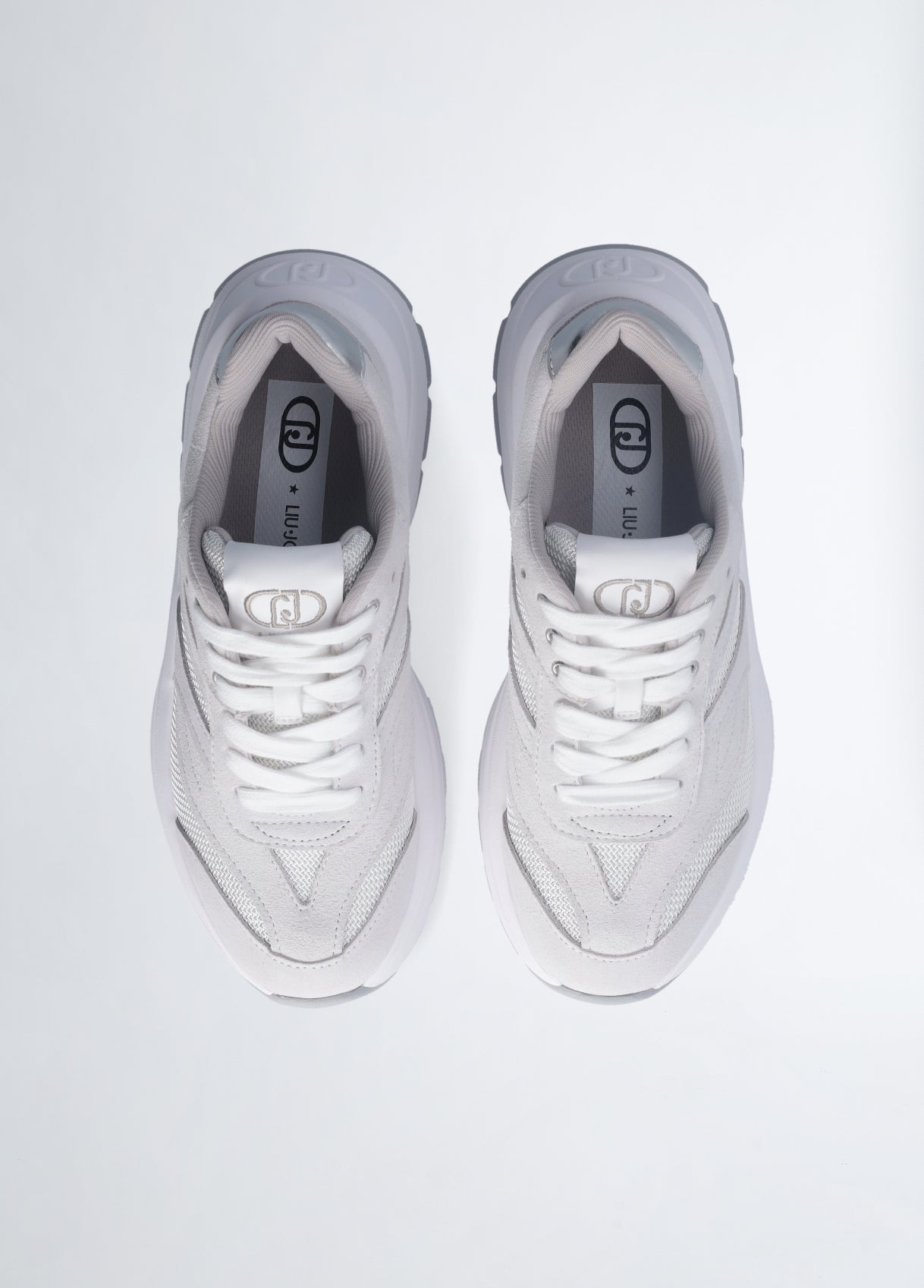 Sneakers In Suede e Brighty Mesh Beige Chiaro/White Liu Jo