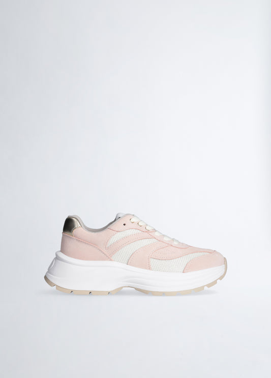 Sneakers In Suede e Brighty Mesh Nude/White