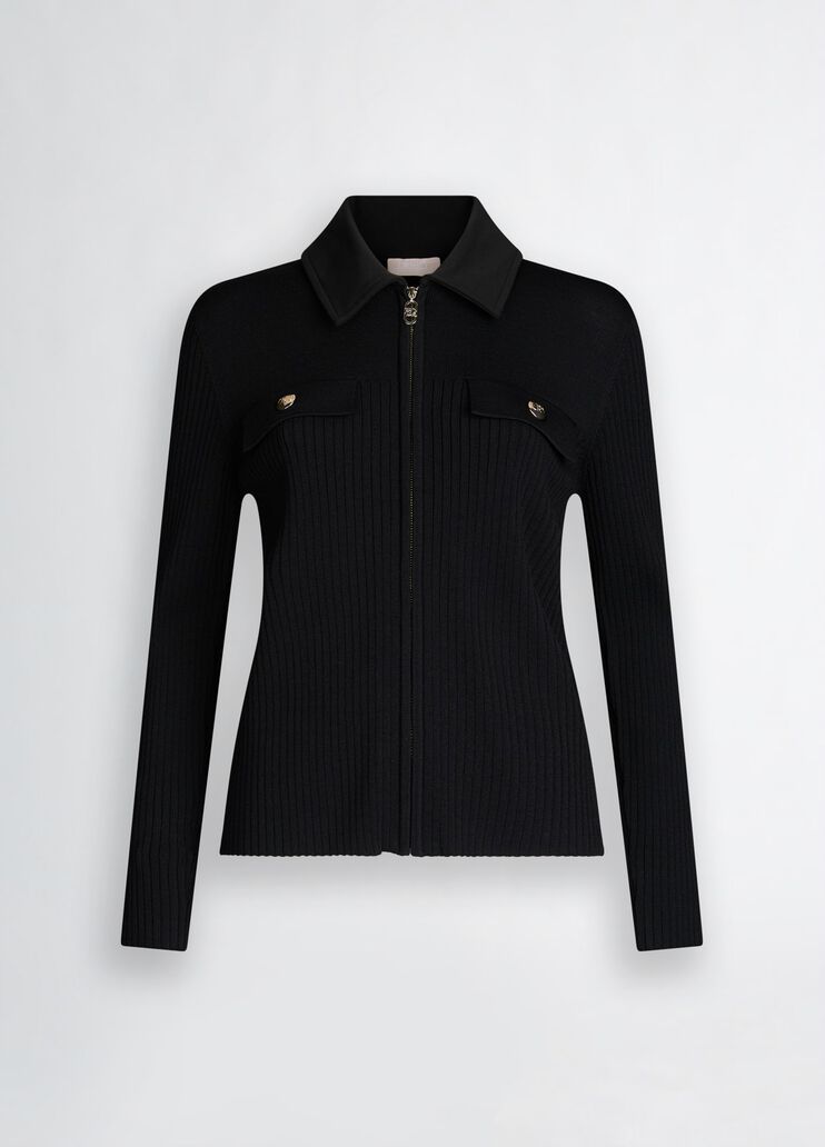 Cardigan Con Zip Nero