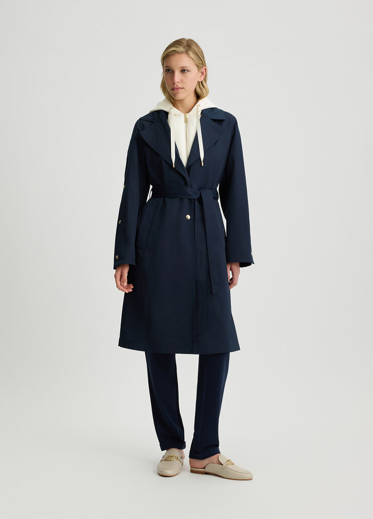 Cappotto Blu Navy In Misto Cotone