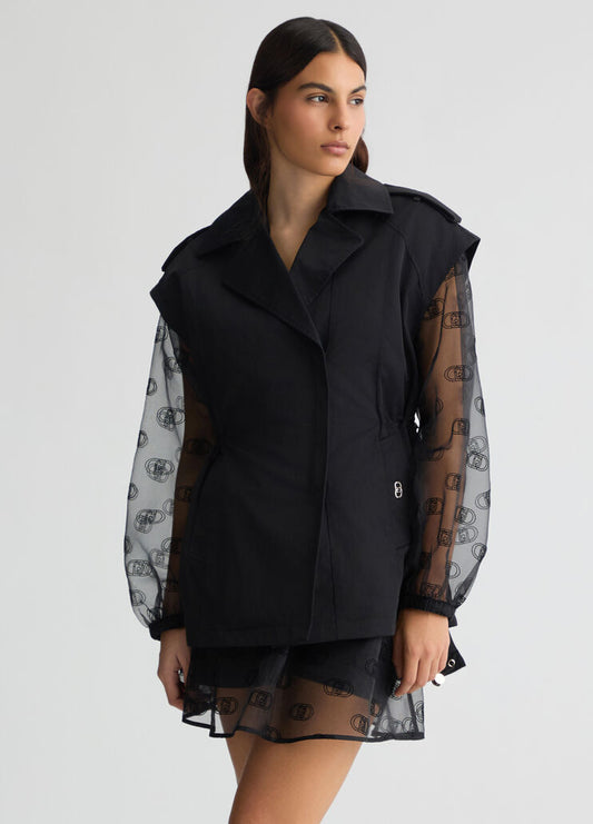 Gilet Smanicato Doppiopetto Nero Liu Jo