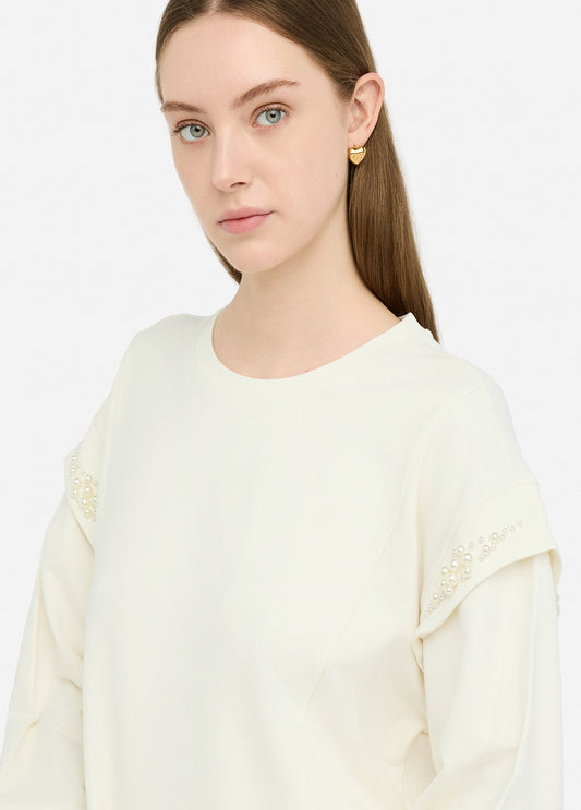 Felpa Con Perle Bianca Liu Jo