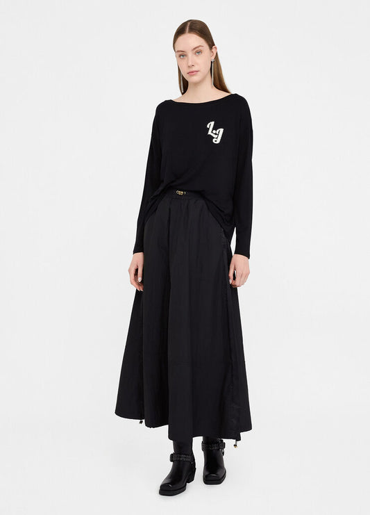 T-shirt Manica Lunga con Logo e Strass Liu Jo