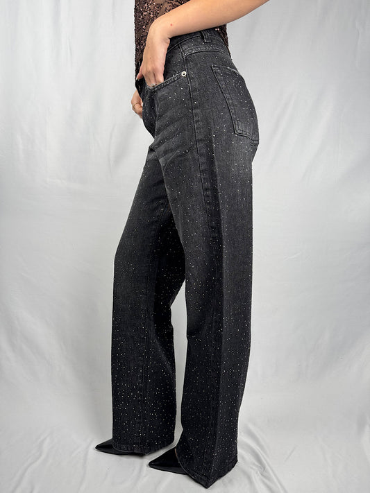 Jeans con Strass Melodie Nero Vicolo