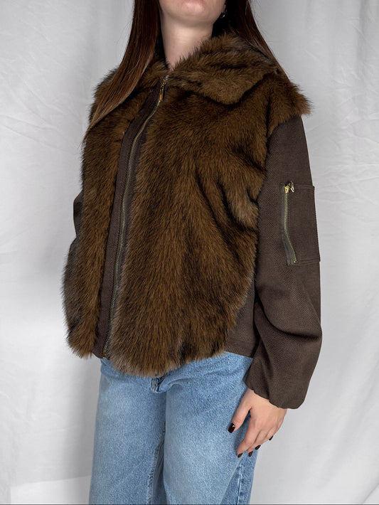 Bomber Eco Pelliccia Kaos Moro/Tabacco