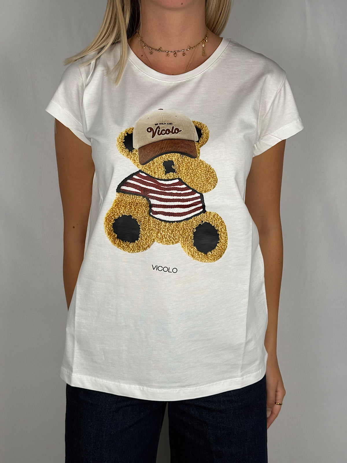 T-Shirt con Stampa Vicolo Bianca