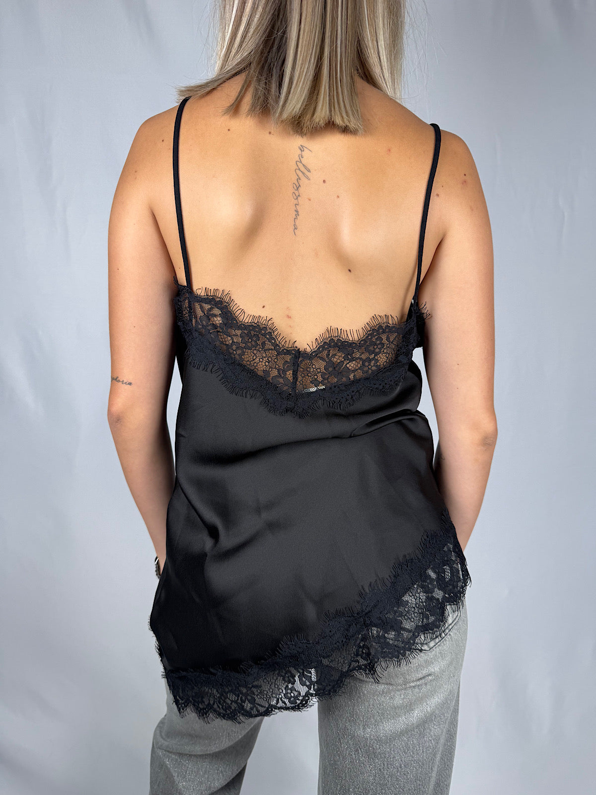 Top Sottoveste in Pizzo Armonia Nera