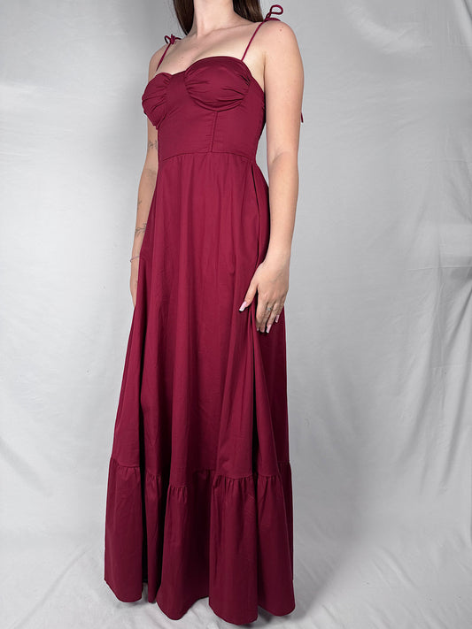 Abito Lungo Con Balza Armonia Rosso India
