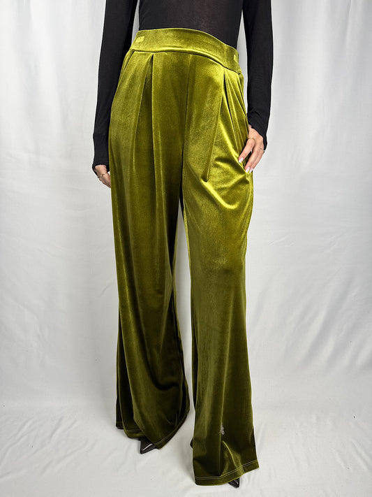 Pantalone in Velluto Olio Tensione-In