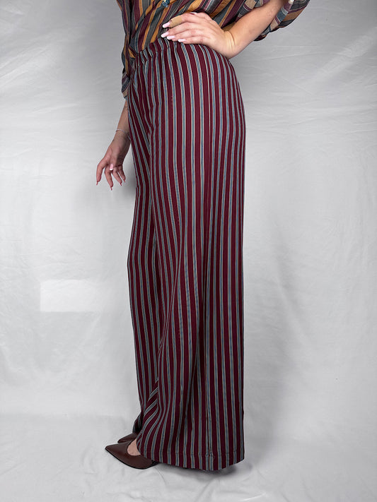 Pantalone Rigato con Elastico “Nomad” Haveone Bordeaux