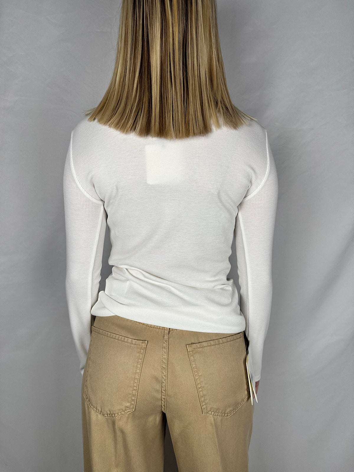 Maglia Basic a Costine Serafino Bianca Vicolo