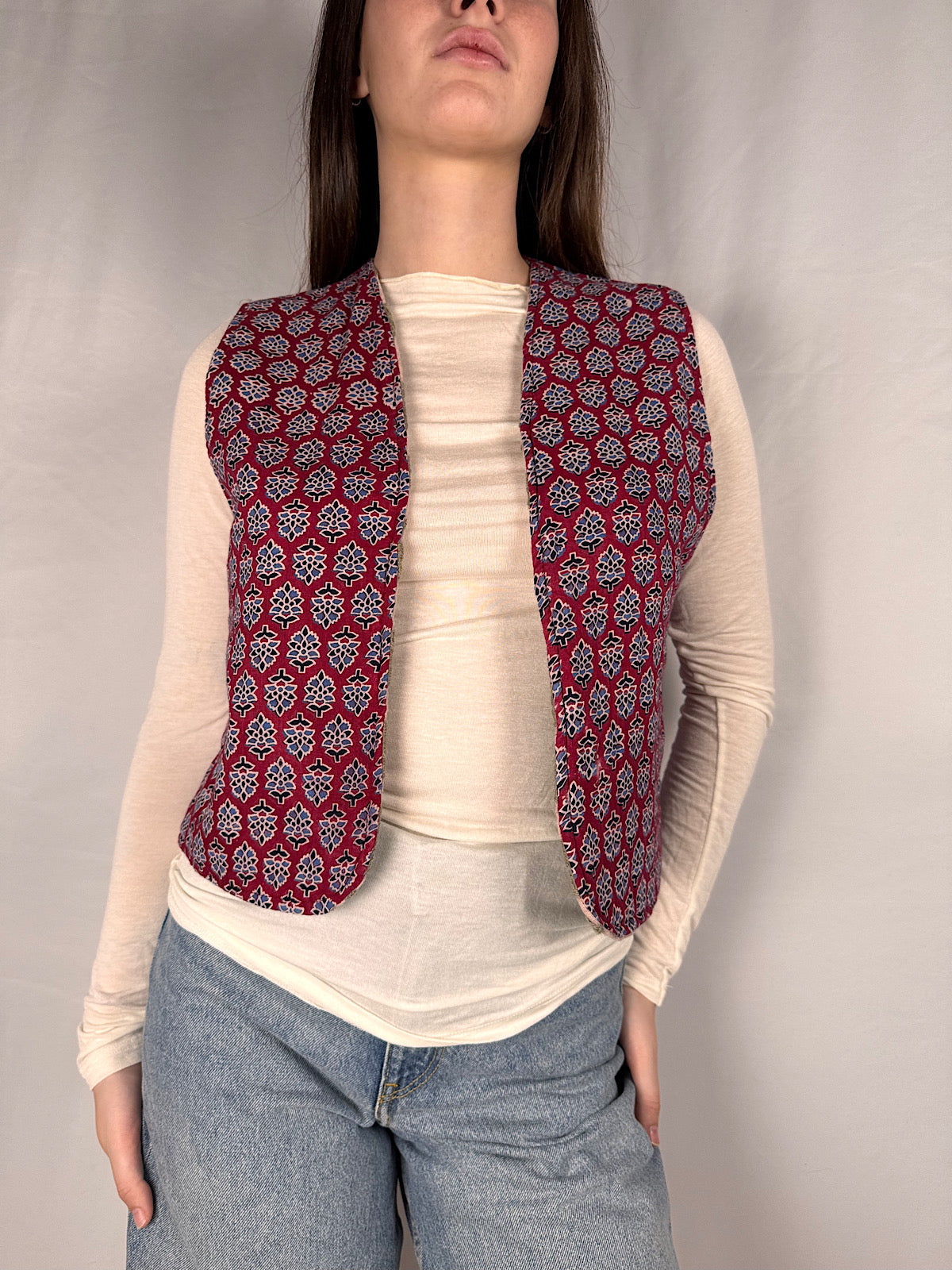 Gilet Reversibile con Fiocchetti Multicololr