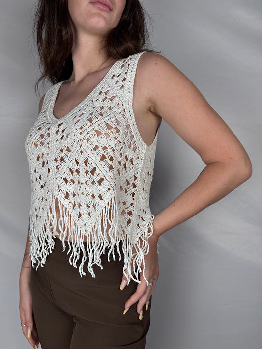 Top Crochet con Frange Vicolo Burro