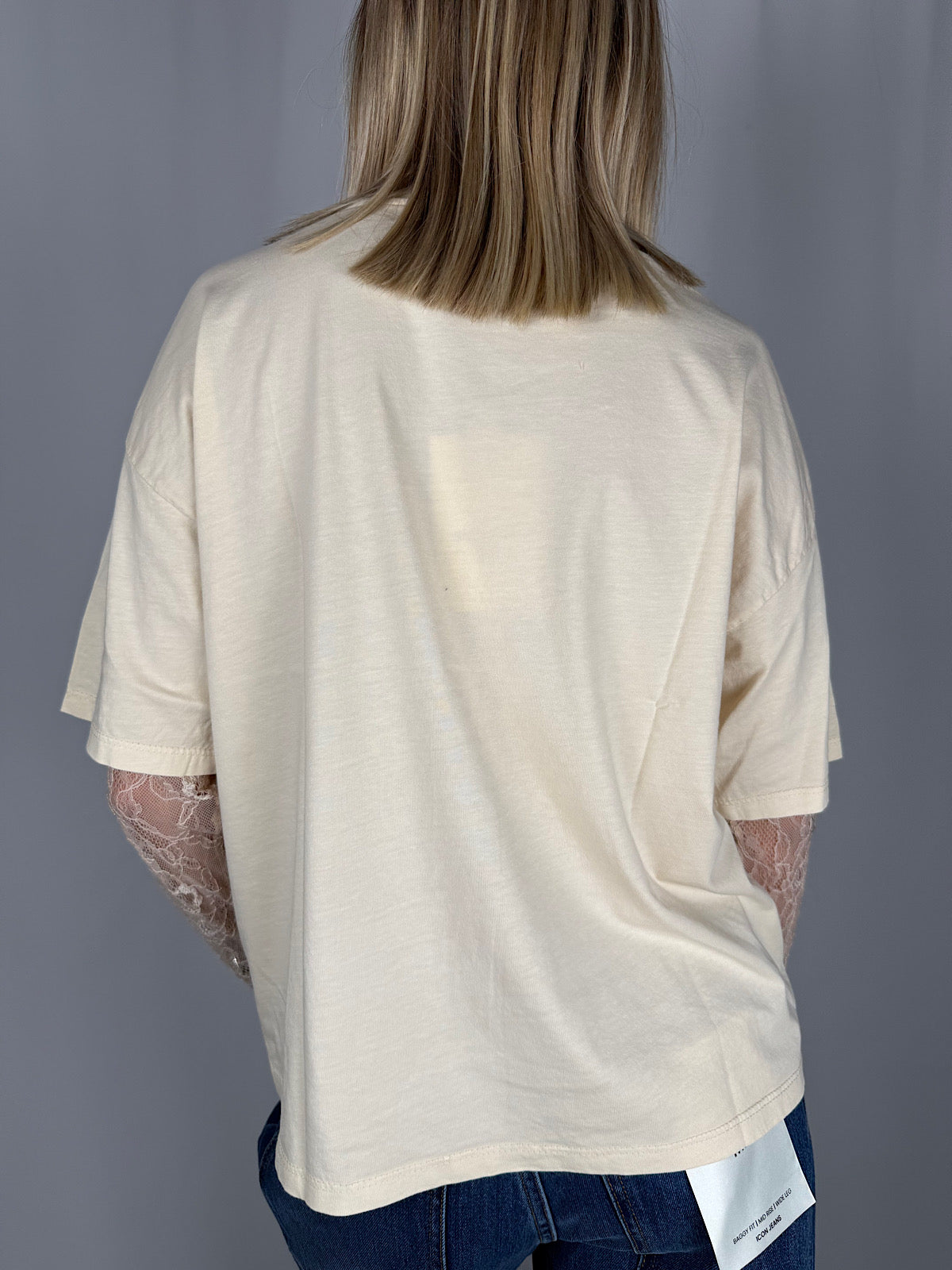 T-Shirt con Maniche in Pizzo Panna Susy Mix