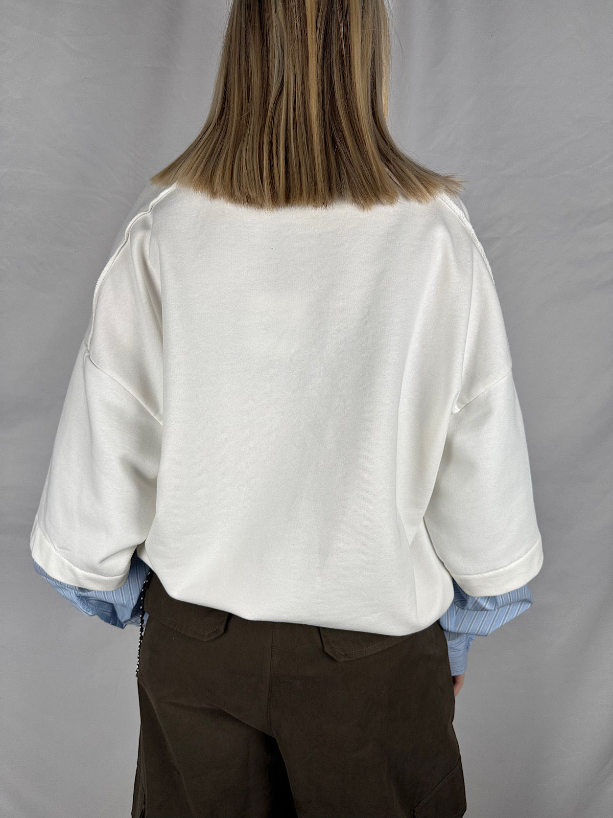 Felpa Inserto Camicia "Milano Amore" Vicolo Bianca