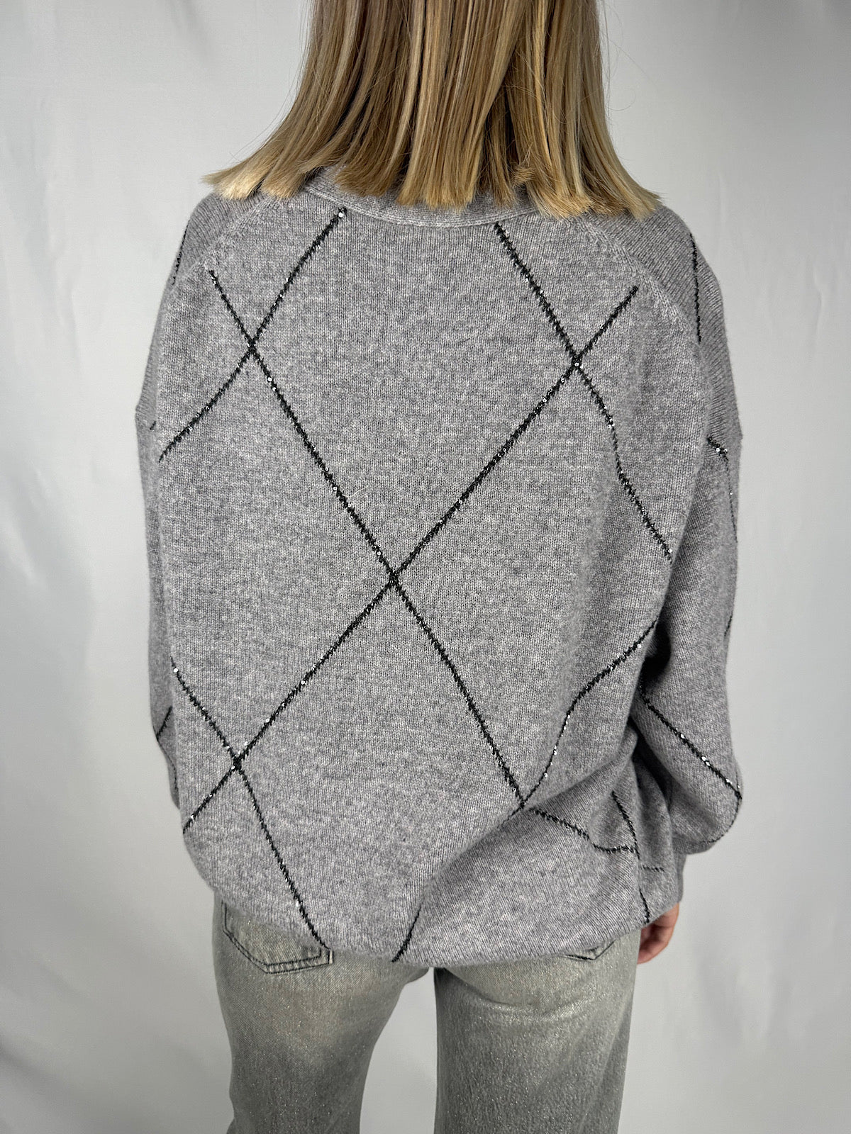 Cardigan con Paillettes Nere Vicolo Grigio