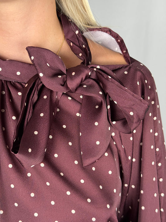 Camicia Bordeaux a Pois con Fiocco Armonia