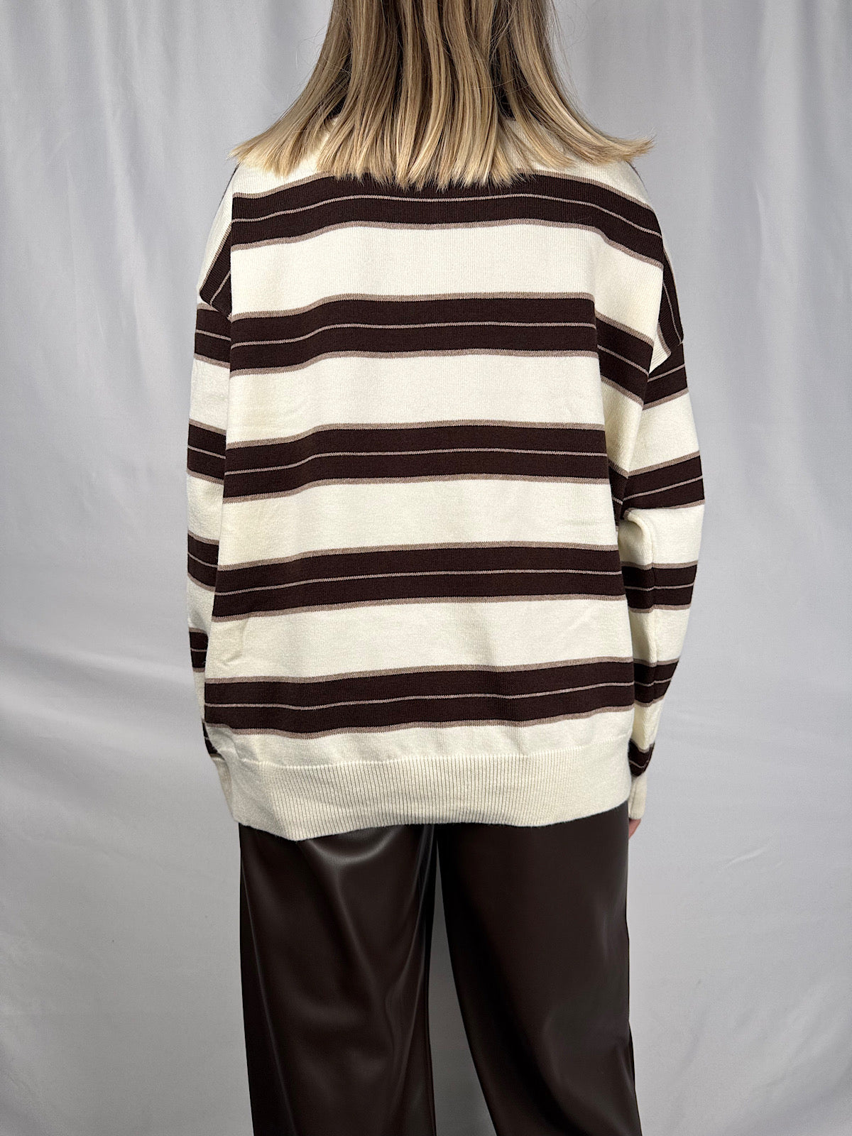 Polo a Righe Beige e Marrone Armonia