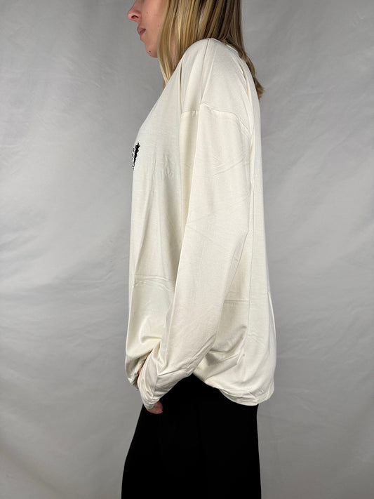 T-shirt Manica Lunga con Logo e Strass Liu Jo