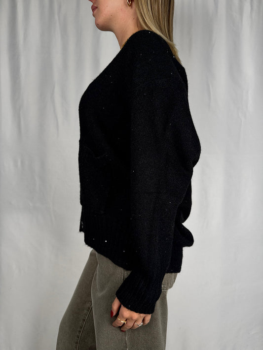 Cardigan con Pailletes Nero SusyMix