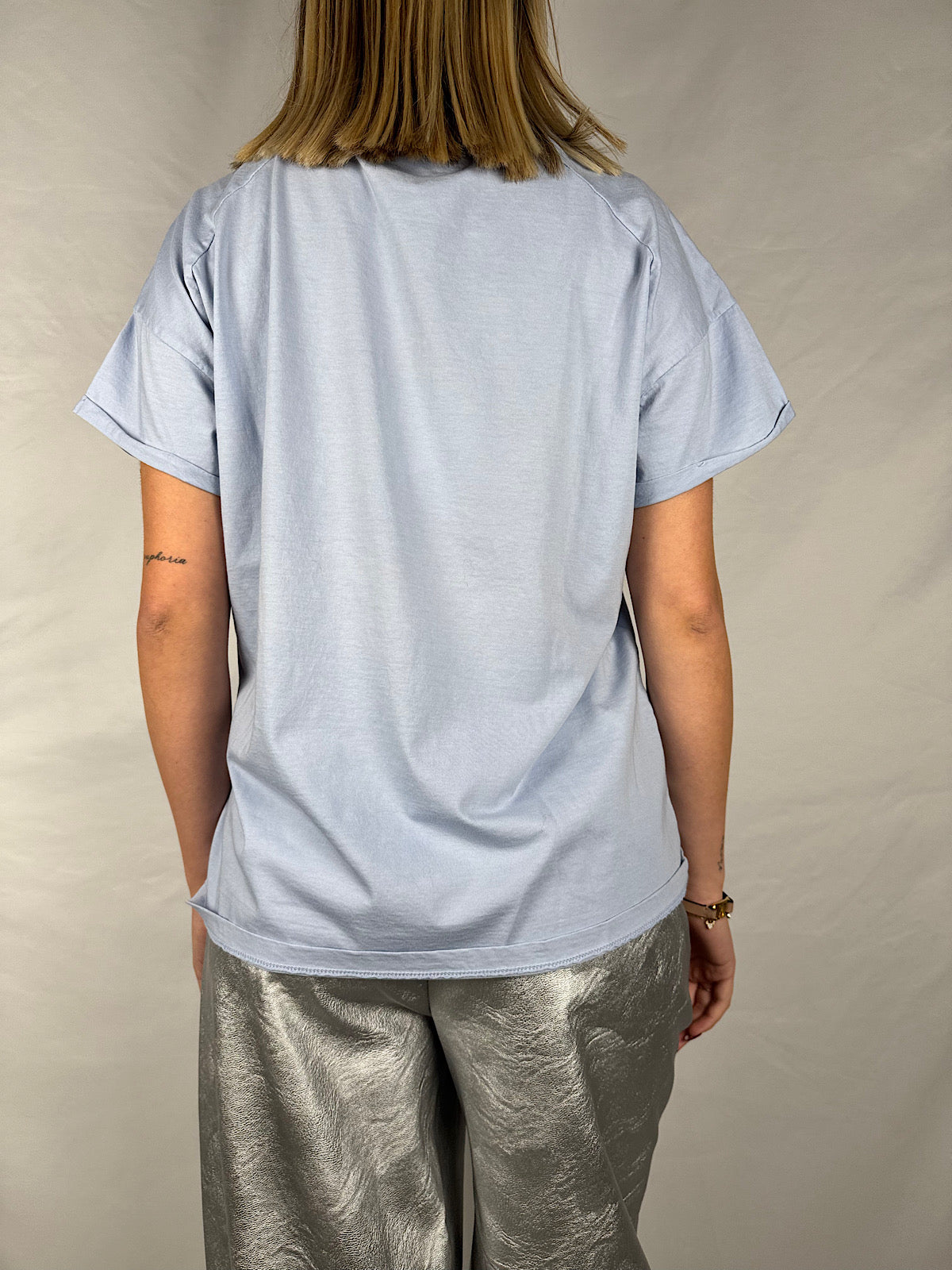 T-Shirt Girocollo Azzurro Pastello Tensione-In