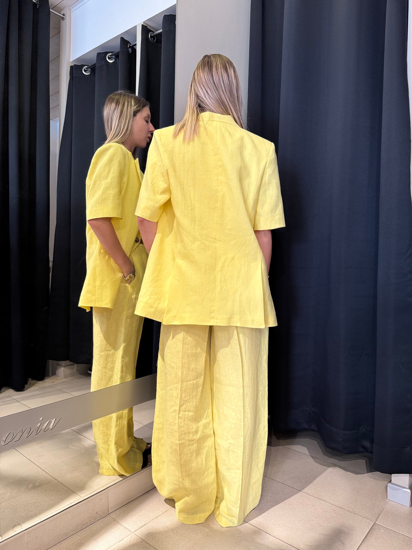Pantaloni in Lino Giallo Tensione In