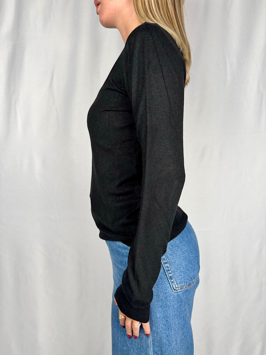 Maglia Slim Girocollo Nera Vicolo