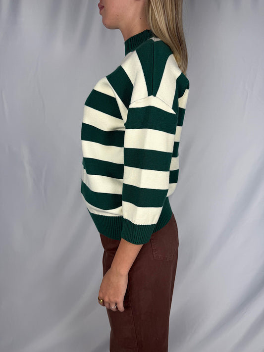 Maglia a Righe Armonia Verde e Bianco