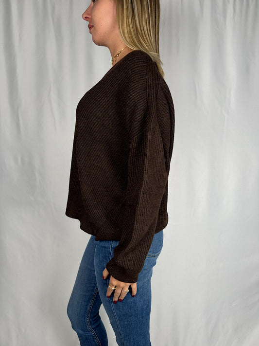 Cardigan con Bottone Gioiello Caffè SusyMix