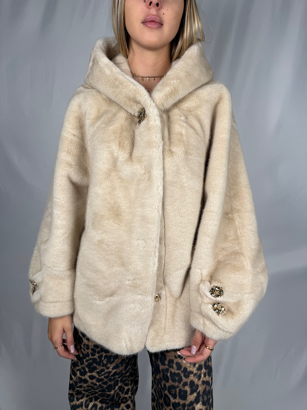 Eco-Pelliccia con Gioiello SusyMix Bianca