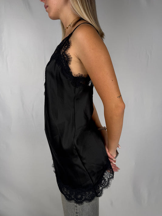 Top Sottoveste in Pizzo Armonia Nera