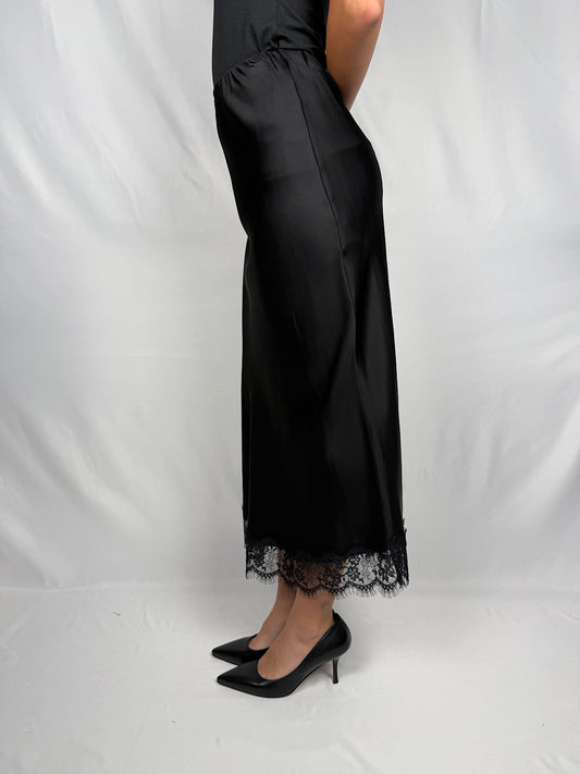 Gonna Satin con Pizzo Vicolo Nera