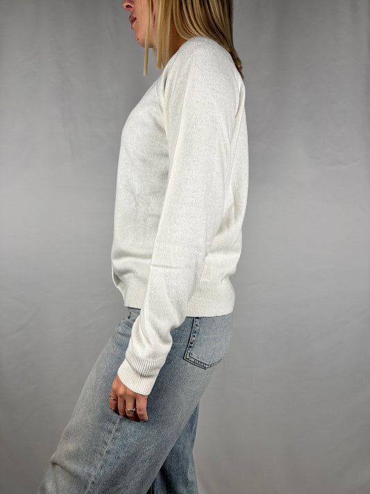 Cardigan Bottoni Gioiello Bianco Vicolo