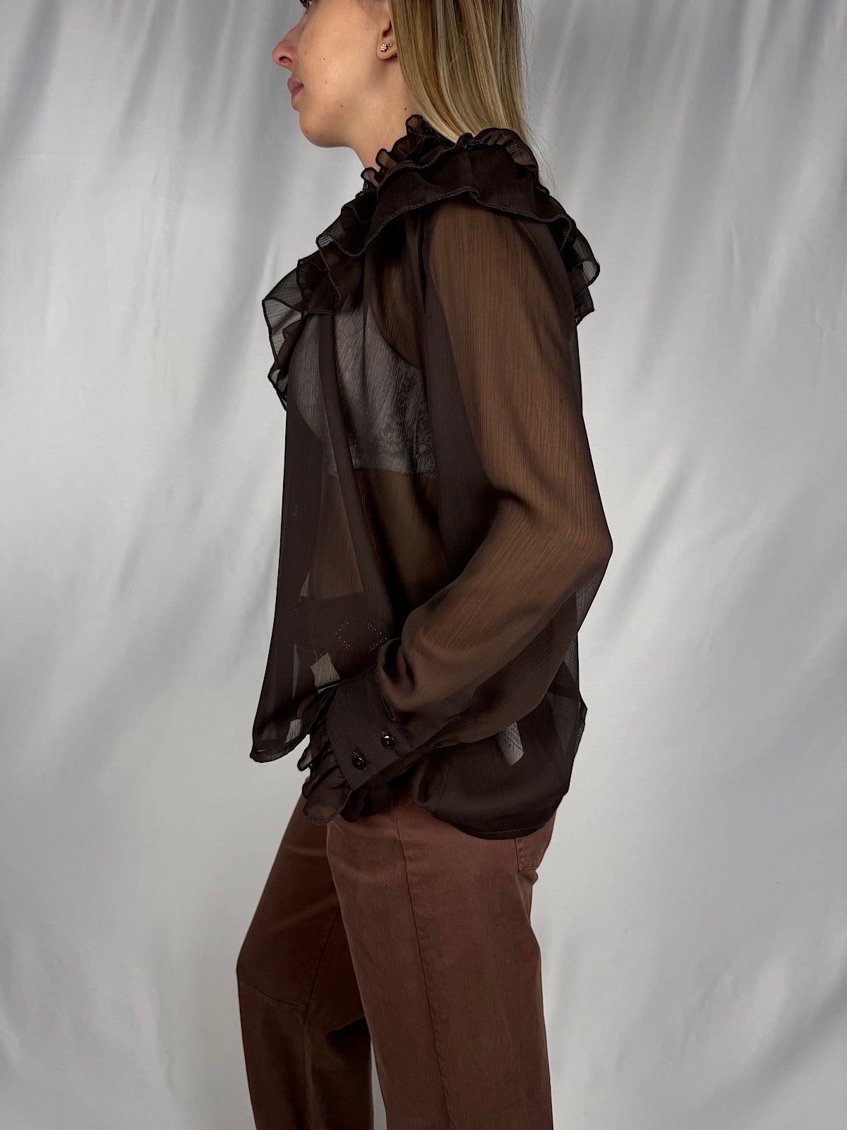 Camicia con Rouches Tensione-In Moro
