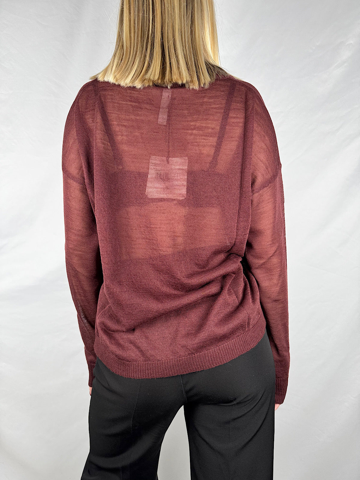 Maglia Scollo a V Bordeaux Tensione-In