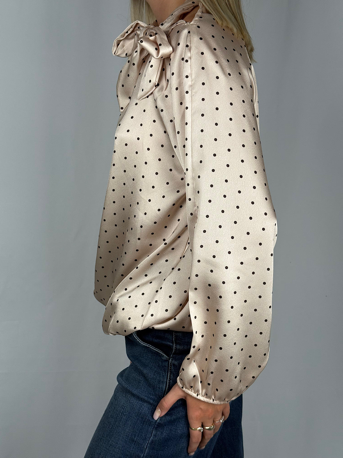 Camicia Panna a Pois con Fiocco Armonia