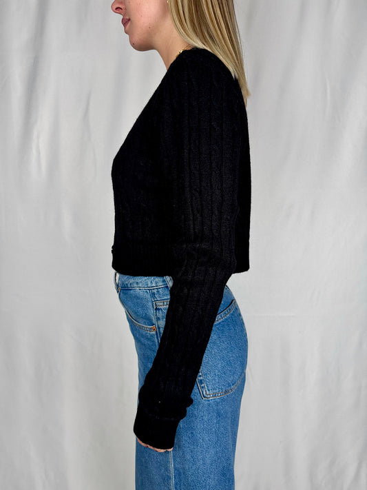 Cardigan Intrecciato Nero Armonia