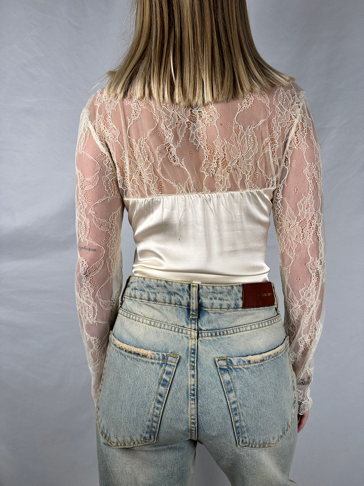 Body con Corsetto e Pizzo Panna Vicolo