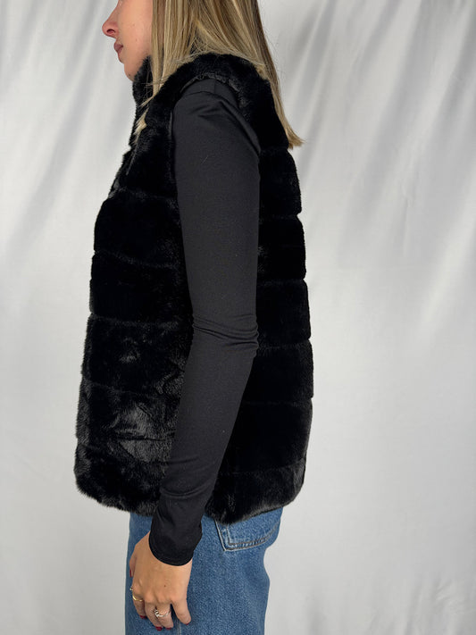 Gilet Eco-Pelliccia Nera Armonia