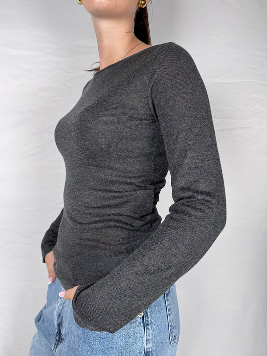 Maglia Basic Scollo Barchetta JJXX Grigio Scuro