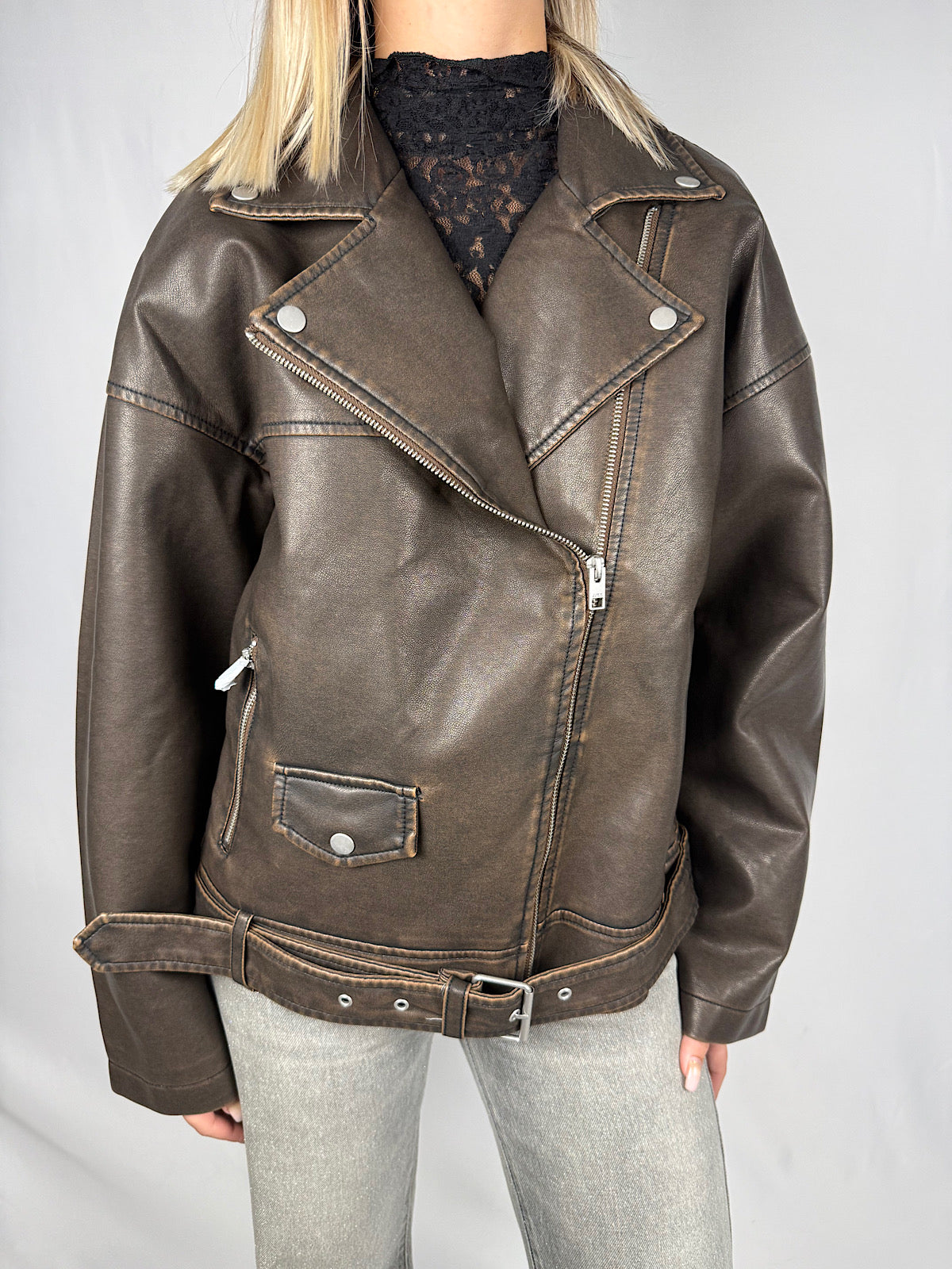 Biker Ecopelle JJXX Marrone