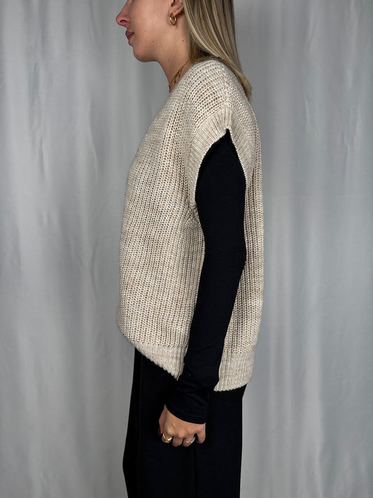 Gilet con Bottoni Beige Tensione-In