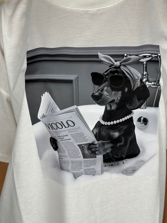 T-Shirt con Stampa Vicolo Bianca