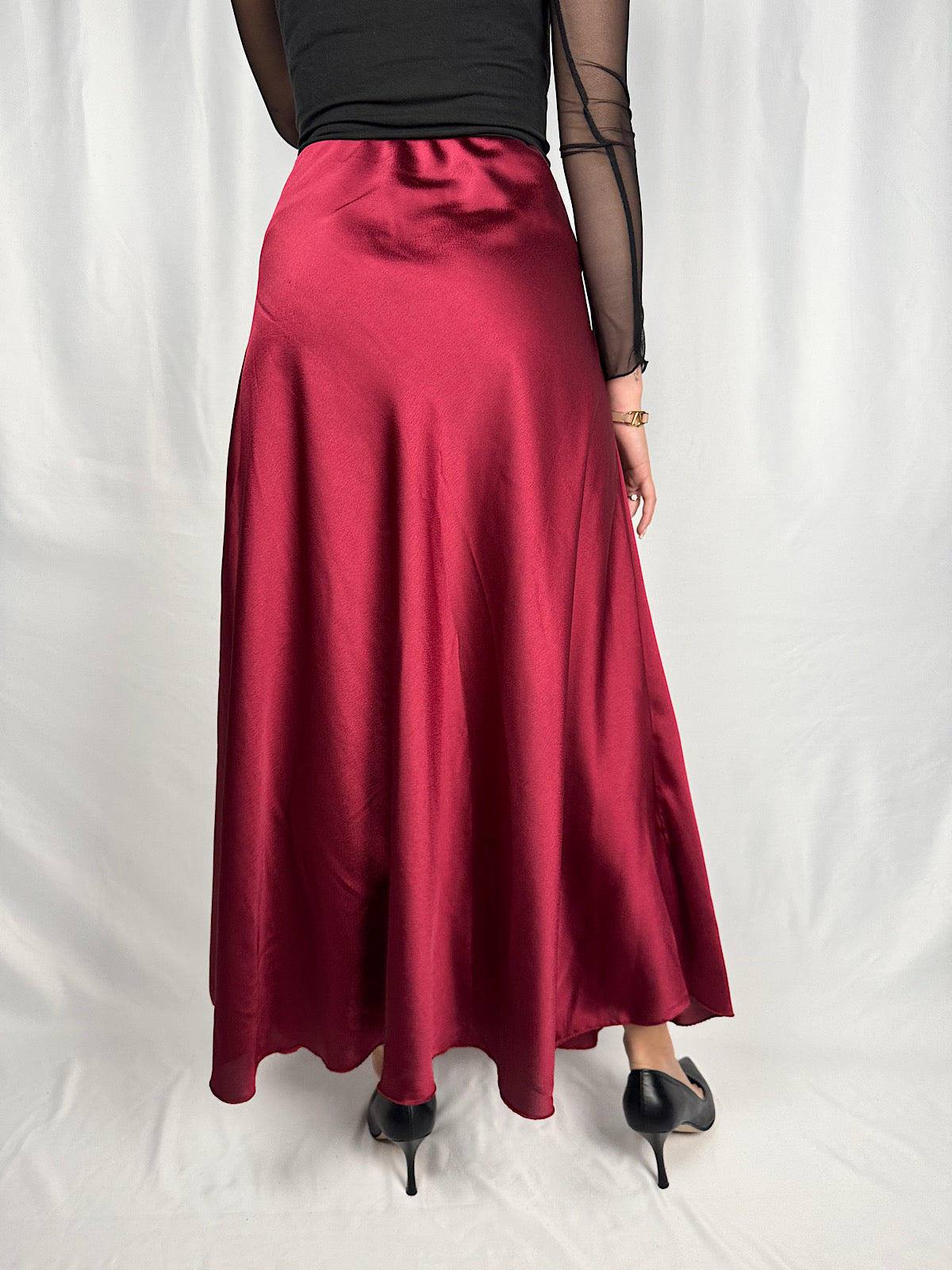 Gonna Effetto Satin Bordeaux Armonia