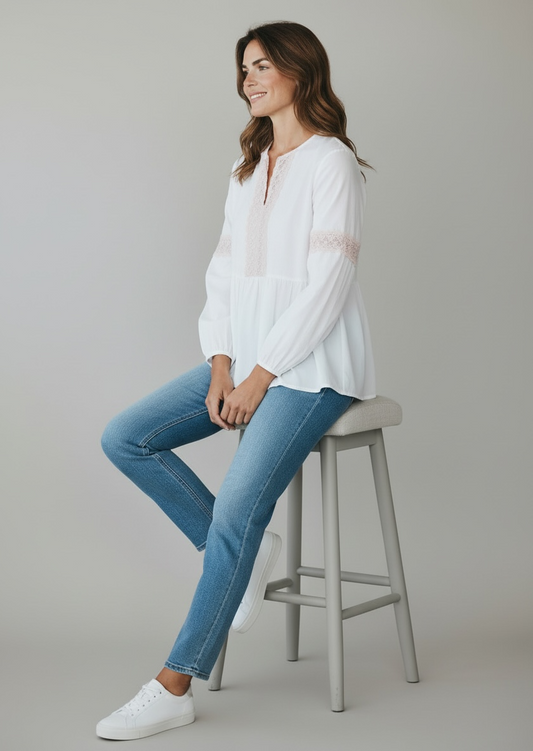 Camicia Con Dettagli In Pizzo Vicolo Naturale