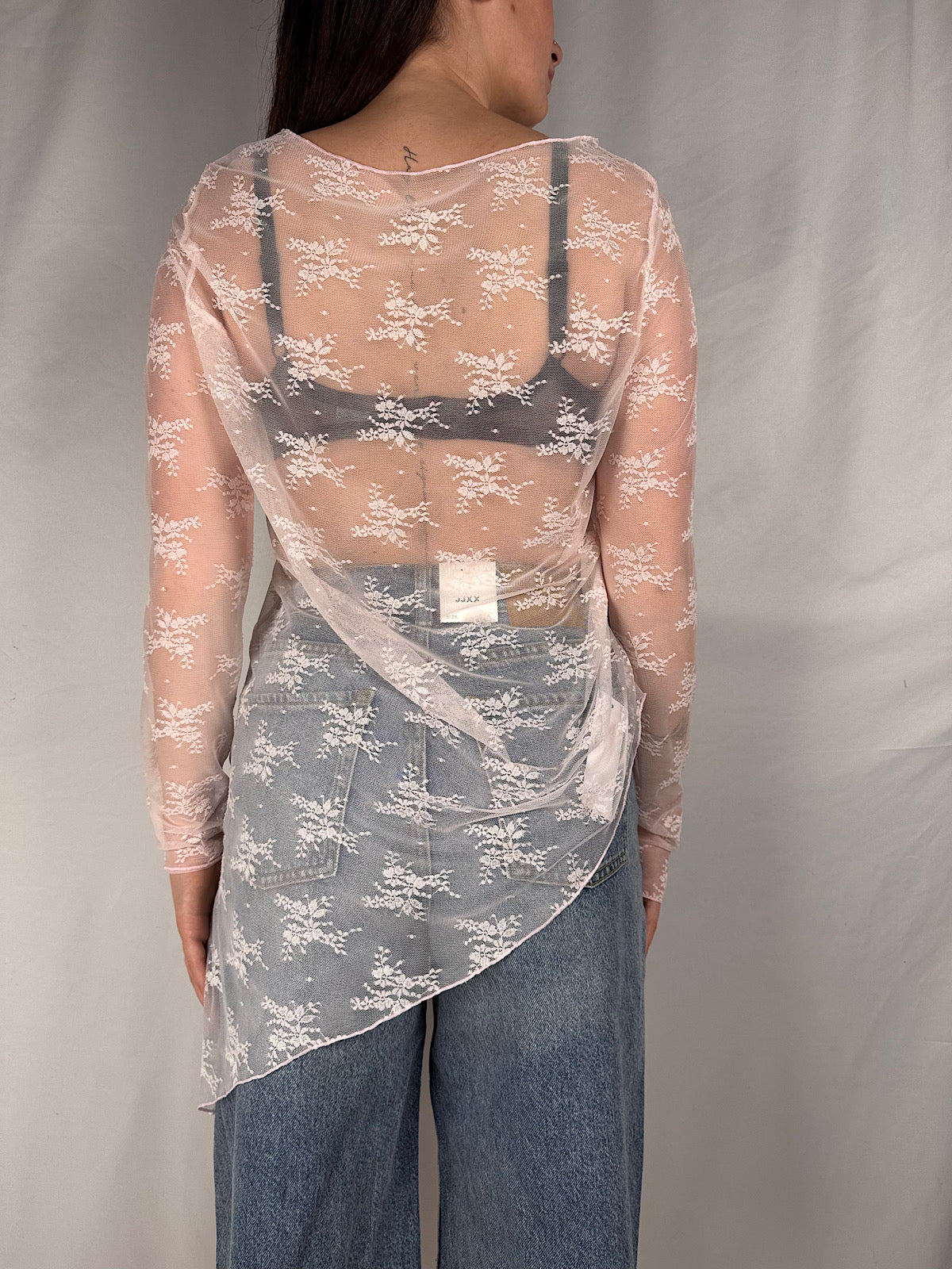 Maglia Pizzo Asimmetrica Armonia Rosa